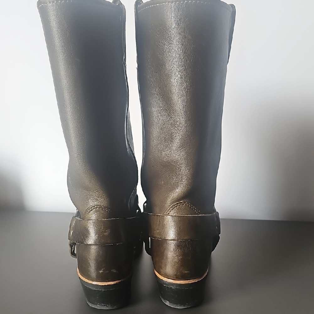 FRYE Harness Olive Green Boots Women's Size 9 Vintage Made In USA 12R - Picture 8 of 12